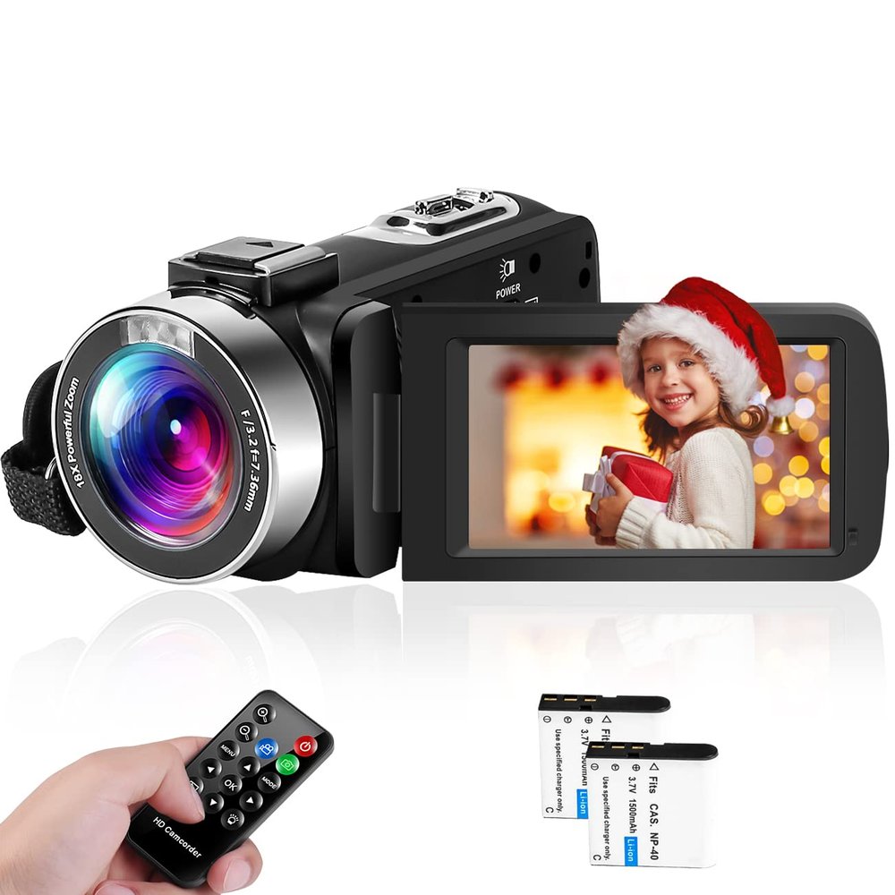 MISIOU Video Camera Full HD 1080p 30FPS Camcorder for YouTube 24MP 18x Digital Zoom Vlogging Camera with Remote Control and Pause Function