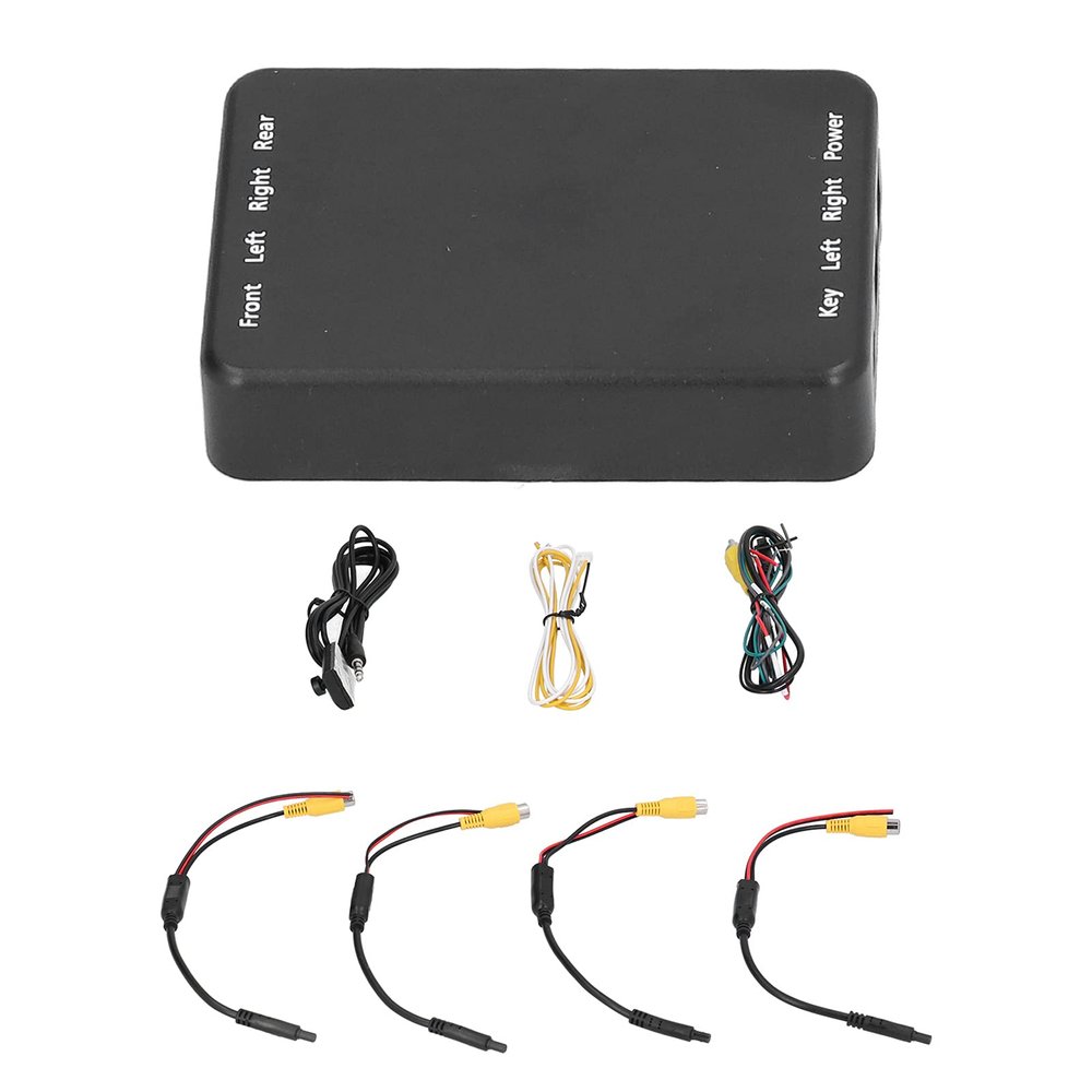 4 Way Car Video Switch Panoramic Camera Control Switch 360 Degree Camera Control Switch Box Universal Reversing Camera Control Switch for Vehicle Backup