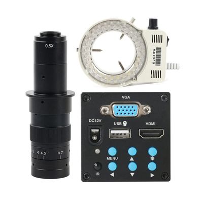 Microscope Kit 1/2" 1080P Video Microscope Camera 100X 130X 180X 200X 300X 500X C Mount Zoom Lens Microscope Lens Adapters (Color : 180x Lens with Light)
