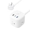 Amazon Basics Power Strip Cube 3 Outlet 3 USB Ports, 1 USB-C(15W) and 2 USB-A(12W), 5 ft Extension Cord, Home, Office, Travel, White view 1