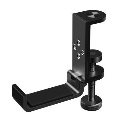aplslpa Foldable Headphone Stand Hanger Holder Headphone Clamp Hook Under Desk, Save Space Headphone Hanger Holder for Universal Headphones (Licorice Black)