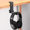 aplslpa Foldable Headphone Stand Hanger Holder Headphone Clamp Hook Under Desk, Save Space Headphone Hanger Holder for Universal Headphones (Licorice Black) view 3