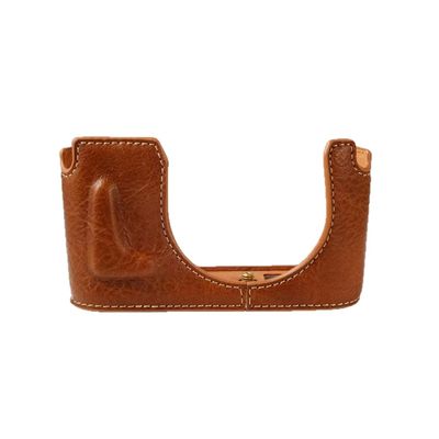 Camera Case Brown Anti-Skid PU Leather Protective Half Body Cover Base Case with Bottom Opening Version for Leica Q2 Camera, Brown, half body base case