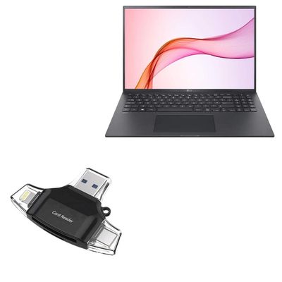 BoxWave Smart Gadget Compatible with LG Gram 16 (16Z90Q) - AllReader SD Card Reader, microSD Card Reader SD Compact USB - Jet Black