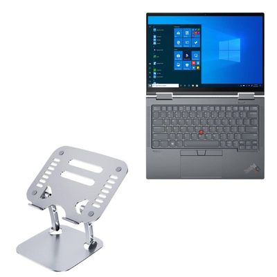 BoxWave Stand and Mount Compatible with Lenovo ThinkPad X1 Yoga (20XY) - Executive VersaView Laptop Stand, Ergonomic Adjustable Viewing Angle Metallic Riser - Metallic Silver