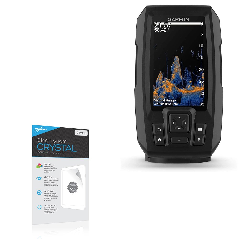 BoxWave Screen Protector Compatible with Garmin Striker Vivid 4cv - ClearTouch Crystal (2-Pack), HD Film Skin - Shields from Scratches