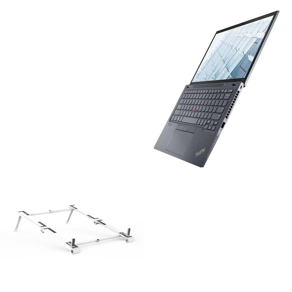 BoxWave Stand and Mount Compatible with Lenovo ThinkPad X13 (20WK) - Pocket Aluminum Stand 3-in-1, Portable Multi Angle Viewing Riser - Metallic Silver