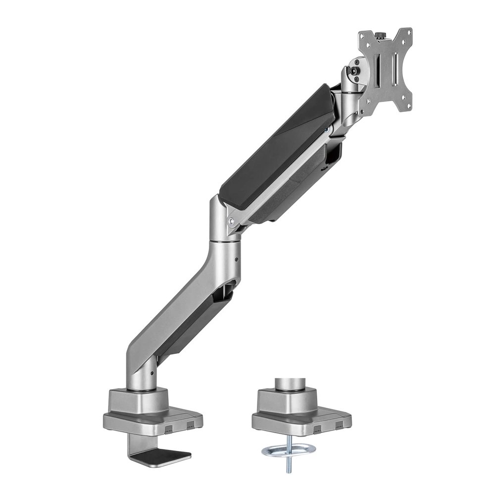 Amer Mounts - Single Heavy Duty Monitor Clamp Grommet Mount with Articulating Arm - Supports 17" - 35" Standard LCD Flat Screen Display - HYDRA1HDB