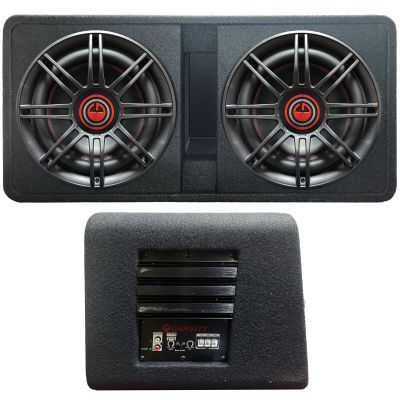 Gravity G12BD2 Dual 12" 1600W Active Powered Car Sub Enclosure Ported Compact Subwoofer