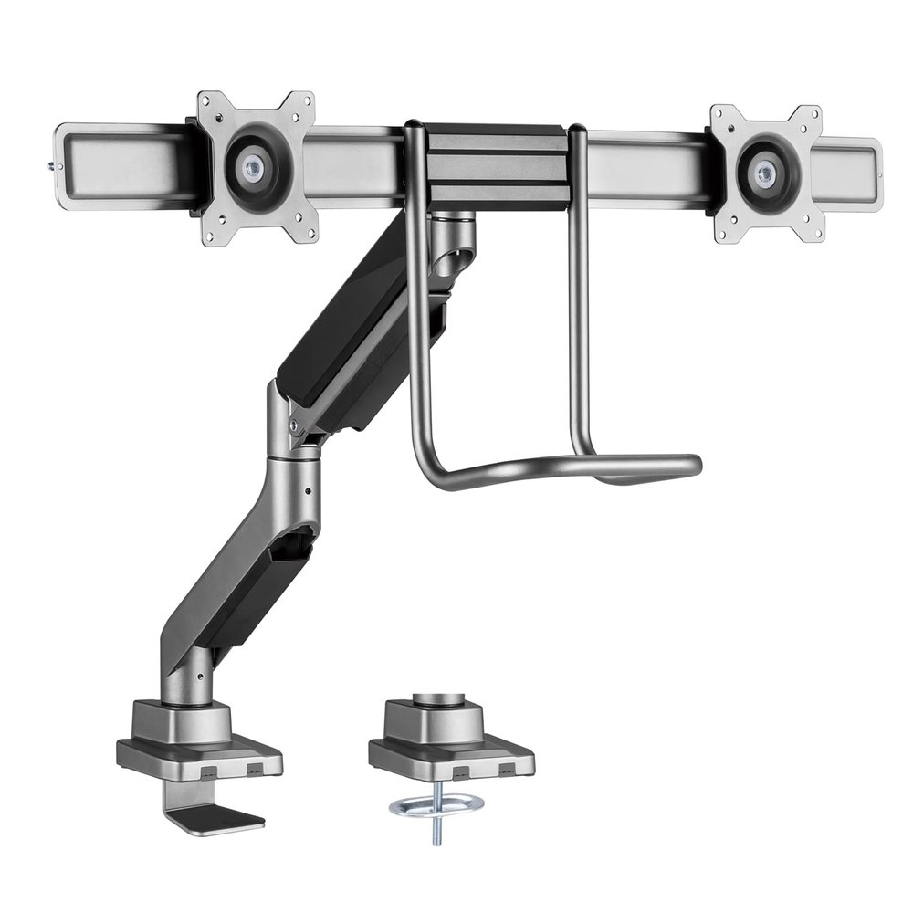 Amer Mounts - Heavy-Duty Dual-Monitor Gas Spring Monitor Arm with Handle - Supports 17" - 32" Standard LCD Flat Screen Display - HYDRA2HANDLEBAR