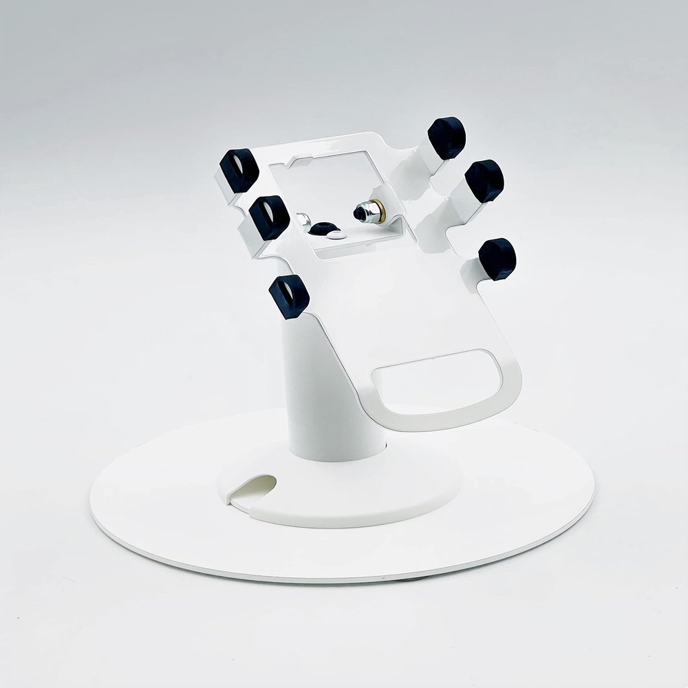 DCCSTANDS Clover Flex Freestanding Swivel and Tilt Stand with Round Plate (White)