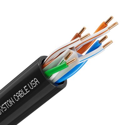 Syston Cable Tech Cat6A+ Bulk Raw Ethernet Cable Black Bulk 750MHz 90 ft 23AWG 4pr Unshielded Twisted Pair UTP Solid Bare Copper Riser CMR Heat UV Resistance Indoor Outdoor Order to Cut