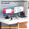 DisplayLink Docking Station Dual Monitor 4K@60HZ for MacBook, Windows, TobenONE Universal Mac mini M4 Dock with 2 HDMI & 2 DP, 65W Power Delivery, 7 USB, USB-C 3.1, Ethernet, SD/TF view 3
