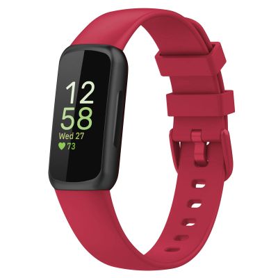 TopPerfekt Bands Compatible with Fitbit Inspire 3, Adjustable Soft Silicone Accessories Sport Strap for Women Men Bands Red Small