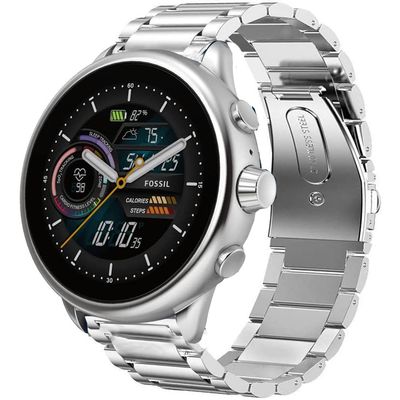 Lamshaw Compatible for Fossil Gen 6 Wellness Band, Quick Release Stainless Steel Metal Replacement Straps Compatible with Fossil Gen 6 44mm Wellness Smart Watch (Silver)