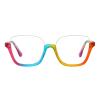 willochra Trendy TR90 rainbow Oversized Blue Light Blocking Glasses Women Stylish Square Half frame Cat Eye Glasses UV400 (rainbow) view 1
