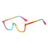 willochra Trendy TR90 rainbow Oversized Blue Light Blocking Glasses Women Stylish Square Half frame Cat Eye Glasses UV400 (rainbow) view 2