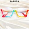 willochra Trendy TR90 rainbow Oversized Blue Light Blocking Glasses Women Stylish Square Half frame Cat Eye Glasses UV400 (rainbow) view 3