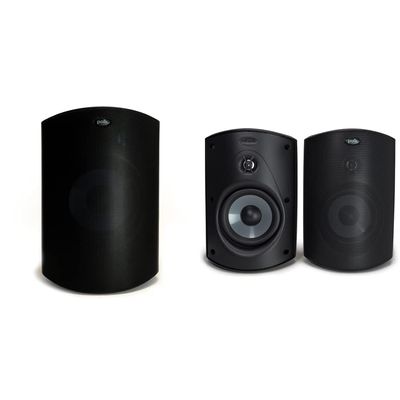 Polk Audio Atrium 8 SDI Flagship Outdoor All-Weather Speaker (Black) & Atrium 5 Outdoor Speakers with Powerful Bass (Pair, Black), All-Weather Durability, Broad Sound Coverage, Speed-Lock Mounting