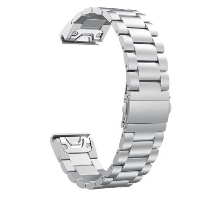 GANYUU 26 22 20mm Watchband for Garmin Fenix 6 6X Pro 5 5X Plus 3HR Stainless Steel Band Fenix6 Fenix5 Watch Quick Release Wrist Strap (Color : Silver, Size : 26mm Fenix 5X 5XPlus)