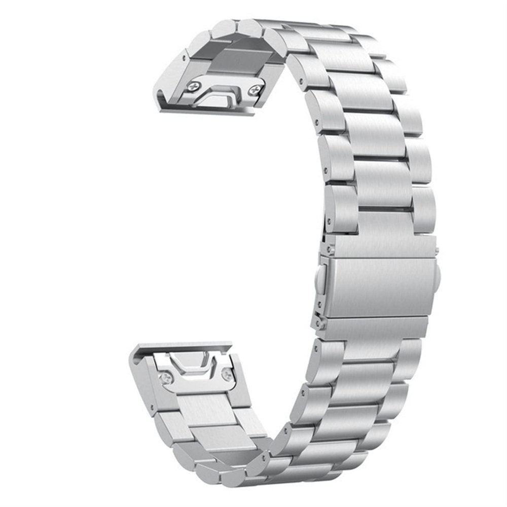GANYUU 26 22 20mm Watchband for Garmin Fenix 6 6X Pro 5 5X Plus 3HR Stainless Steel Band Fenix6 Fenix5 Watch Quick Release Wrist Strap (Color : Silver, Size : 26mm Fenix 5X 5XPlus)