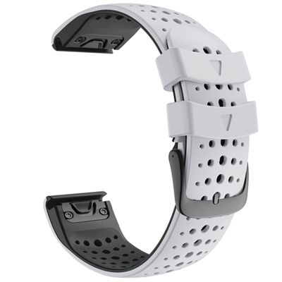 GANYUU Sport Silicone Watchband Wrist Strap for Garmin Fenix 7 6 6 Pro Fenix 5 Forerunner 935 945 EasyFit Quick Release 22mm Wirstband (Color : White Black, Size : 22mmFenix 6 Pro)