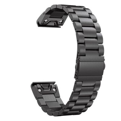 GANYUU 26 22 20mm Watchband for Garmin Fenix 6 6X Pro 5 5X Plus 3HR Stainless Steel Band Fenix6 Fenix5 Watch Quick Release Wrist Strap (Color : Preto, Size : Fenix 7S)