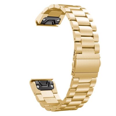 GANYUU 26 22 20mm Watchband for Garmin Fenix 6 6X Pro 5 5X Plus 3HR Stainless Steel Band Fenix6 Fenix5 Watch Quick Release Wrist Strap (Color : Gold, Size : Fenix 7)