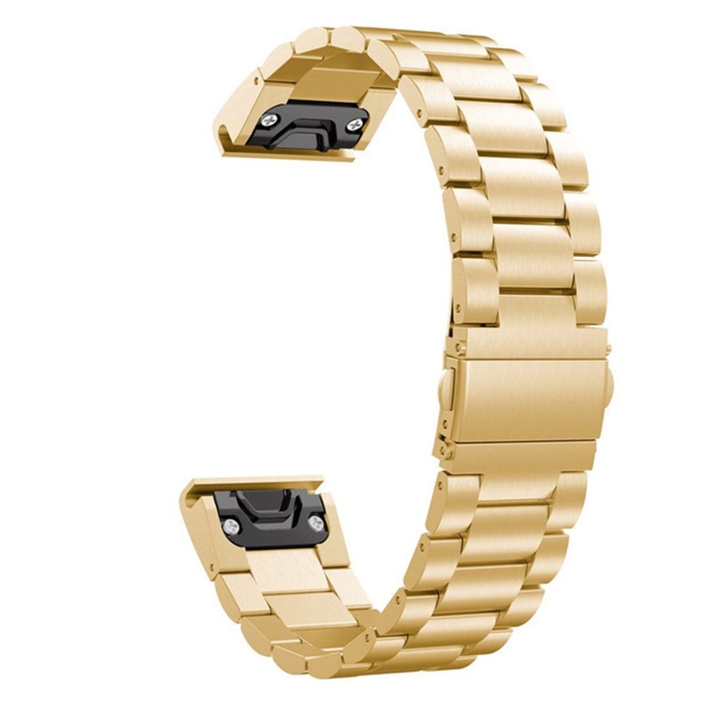 GANYUU 26 22 20mm Watchband for Garmin Fenix 6 6X Pro 5 5X Plus 3HR Stainless Steel Band Fenix6 Fenix5 Watch Quick Release Wrist Strap (Color : Gold, Size : Fenix 7)