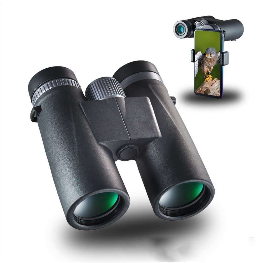 BUZZNN 10x42 Binoculars for Adults with Phone Adapter, High Power Binoculars with Large View, Waterproof Lightweight Binoculars for Bird Watching Hunting Sports