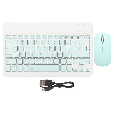 10 Inch Bluetooth Keyboard Mouse Set, Ultra Thin Quiet Keyboard with DPI Mouse, Rechargeable Keyboard Mouse Combo for Cell Phone, Laptop(Green)