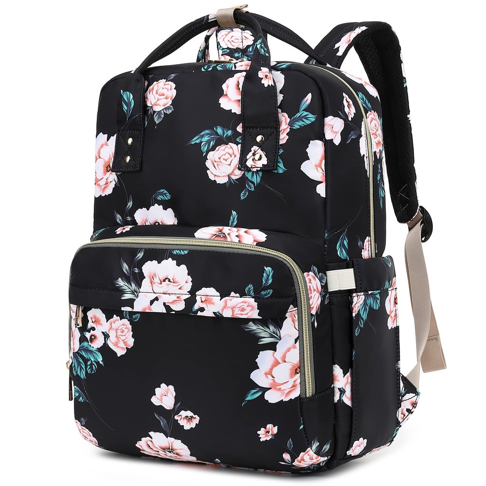 Floral Laptop Backpack 15.6 Inch College Bookbag School Casual Computer Backpacks for Women Girls