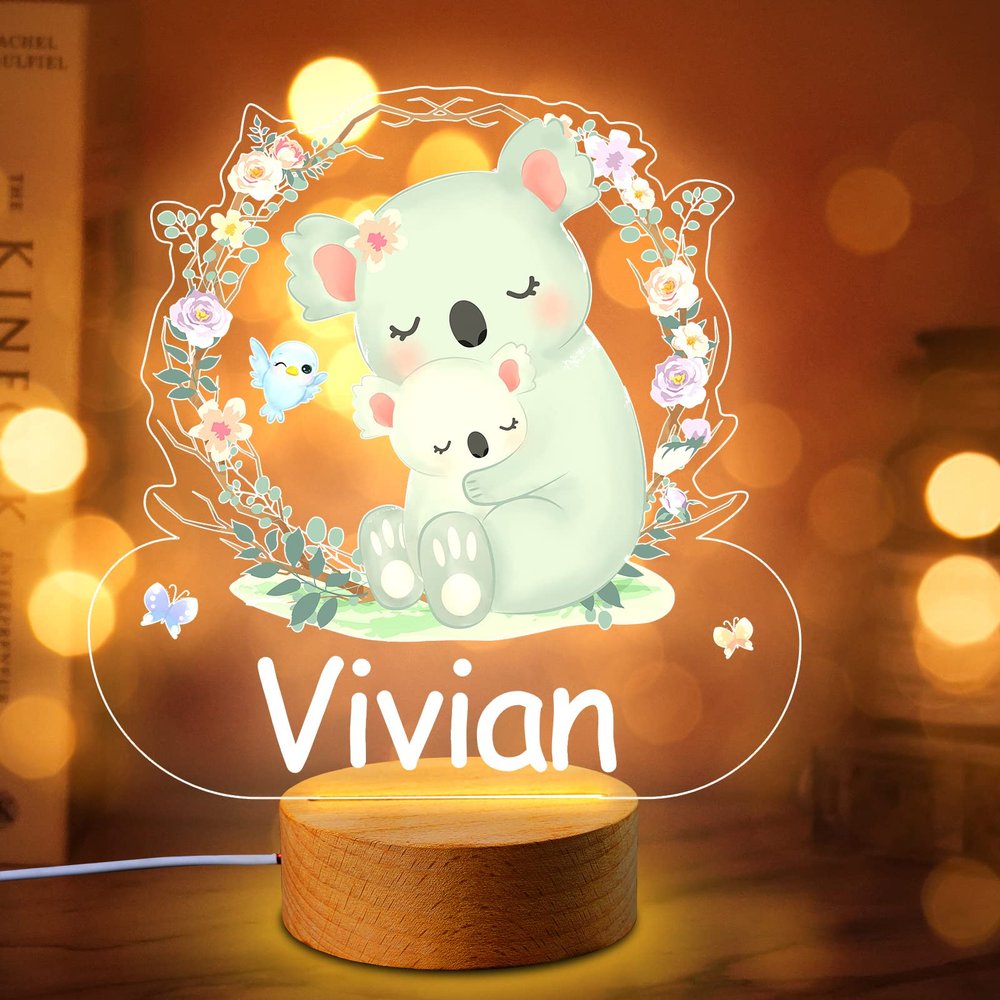 Smile lab Personalized Baby Gifts, Personalized Name Night Light Customize Animal Night Light for Kids Custom Bedroom Decor Baby Girl Boy Gifts