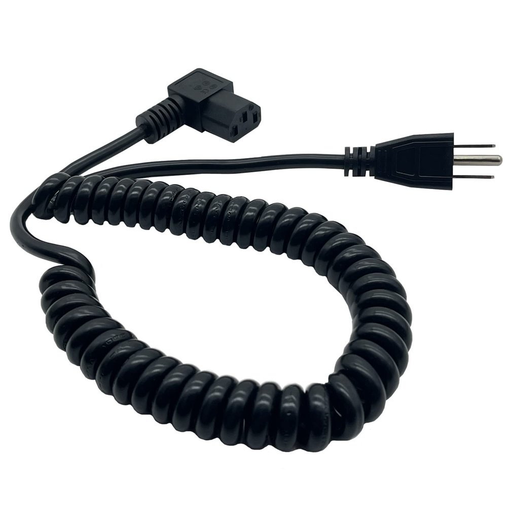 Traovien 3 Prong Female Coiled Spiral Power Cable,3 Prong AC Power Cord Cable 2.5m/8FT 18AWG Connector Plug Wire,Suitable for TV, Computer, Printer, Radio, Monitor Laptop, etc (Black Left)
