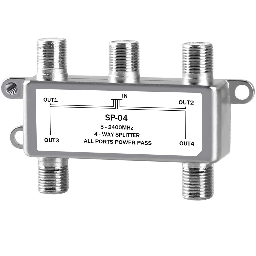 NEWCARE Digital 4-Way Coaxial Cable Splitter 5-2400MHz, RG6 and RG59 Compatible4 Port Coax Splitter for Satellite, Cable TV, Antenna System, High Speed Internet and MoCA Network