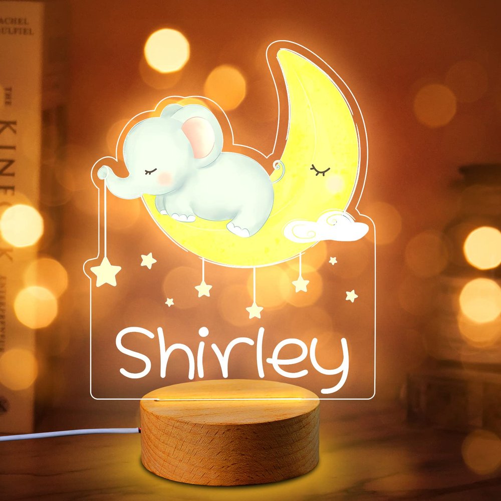 Smile lab Personalized Baby Gifts, Personalized Name Night Light Customize Animal Night Light for Kids Custom Bedroom Decor Baby Girl Boy Gifts