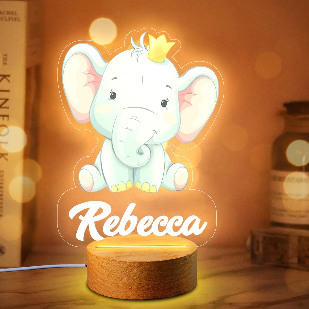 Smile lab Personalized Baby Gifts, Personalized Name Night Light Customize Animal Night Light for Kids Custom Bedroom Decor Baby Girl Boy Gifts