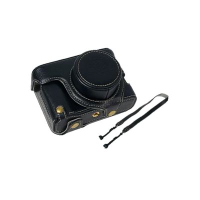 Camera Case Black PU Leather Protective Hard Case Body Cover Base Case with Bottom Opening Version for Fujifilm X100V Digital Camera, Black