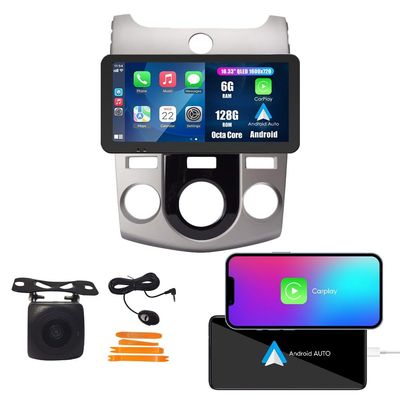 Kunfine Car CarPlay Android Auto Navigation Stereo GPS Radio Display 10.33" QLED Touchscreen Headunit Tablet Media Player for Kia Forte 08-17, if Applicable Octa Core 6G+128G MT