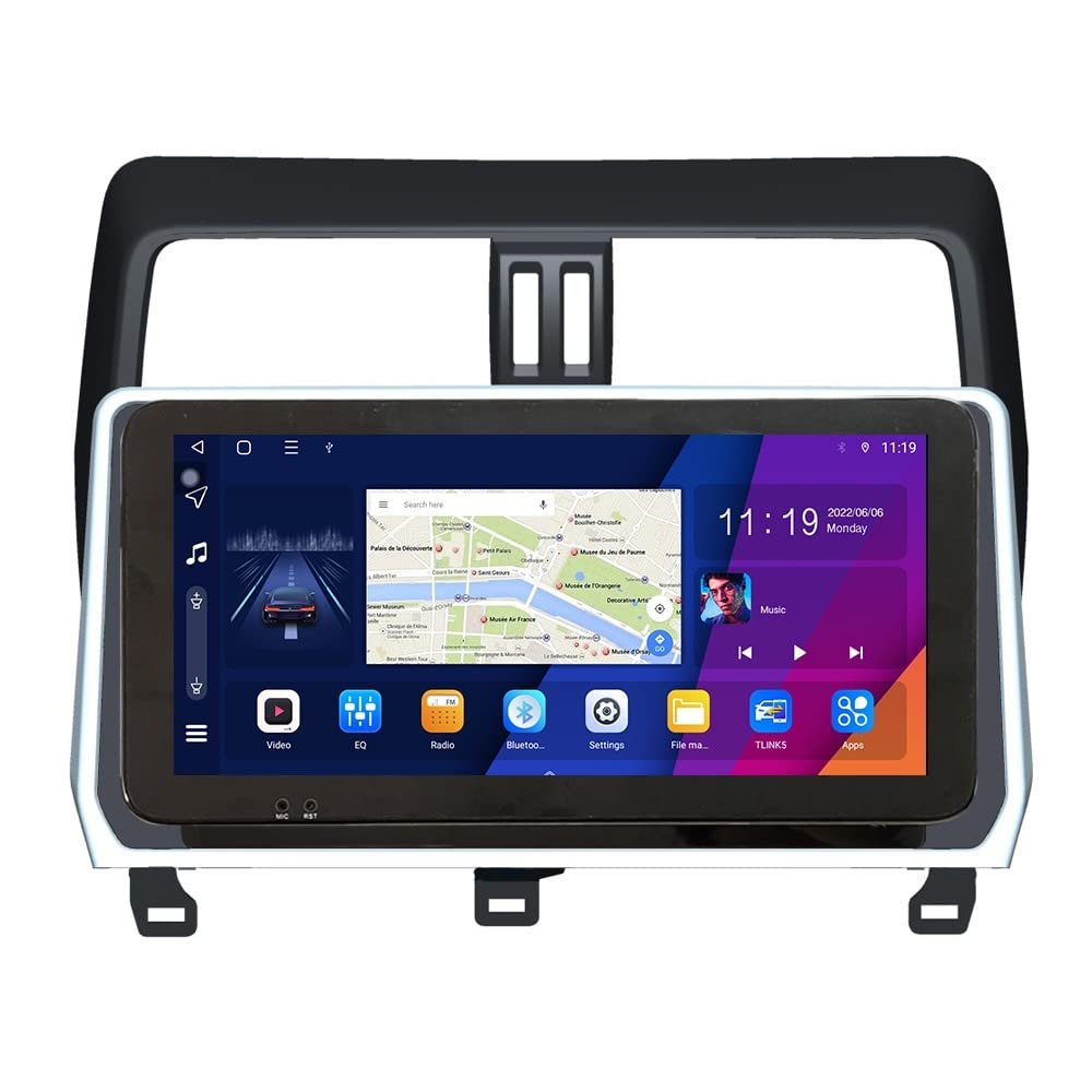 ZERTRAN 10.33" QLED/IPS 1600x720 Touchscreen CarPlay & Android Auto Android Autoradio Car Navigation Stereo Multimedia Player GPS Radio DSP Fortoyota Prado 2018-2020
