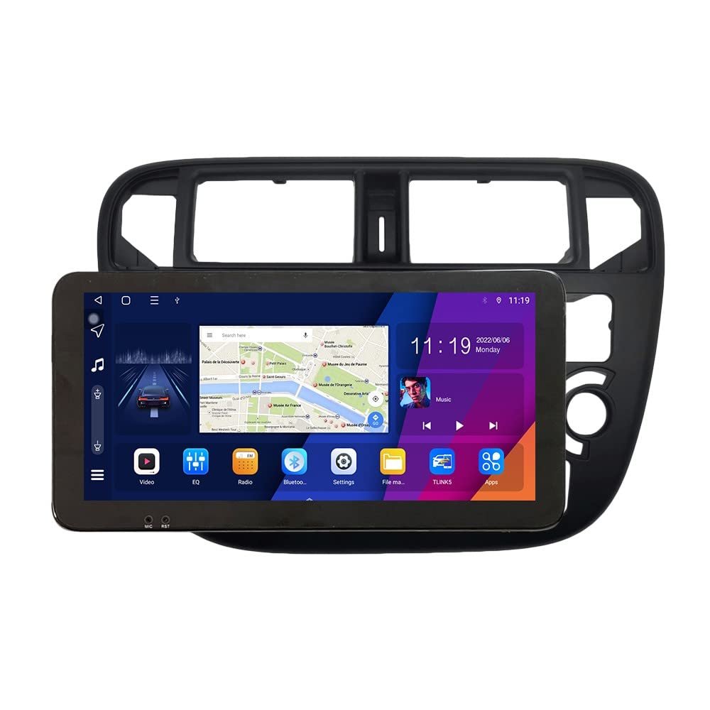 ZERTRAN 10.33" QLED/IPS 1600x720 Touchscreen CarPlay & Android Auto Android Autoradio Car Navigation Stereo Multimedia Player GPS Radio DSP Forhonda Civic 1998-2000 RHD Manual ac