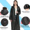 YDYJKI 2 Pack Waterproof Rain Ponchos for Adults-Reusable Emergency Raincoats with Hoodand Drawstring -LightweightPonchos for Women and Men (Black) view 3