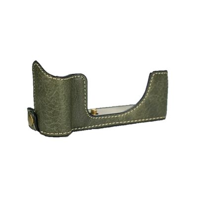 Camera Case Green PU Leather Protective Half Body Cover Base Case with Bottom Opening Version for Fujifilm X-T100 mirrorless Camera, Green, half body base case
