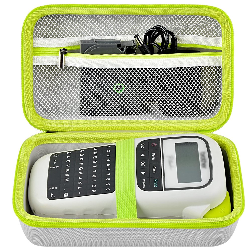Case Compatible with Brother for P-Touch PTH110/ PRTH110/ Pro PT-H111/ PTE110 Portable Label Maker, Storage Holder Carrying Organizer for Label Tapes, AC Adapter, Charging Cables (Box Only) -White