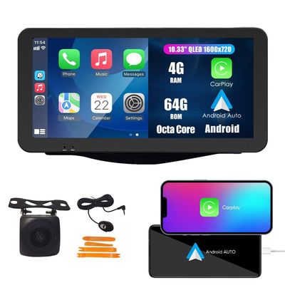 Kunfine Car CarPlay Android Auto Navigation Stereo GPS Radio Reverse Camera Display 10.33" QLED Touchscreen Headunit Tablet Pad Media Player For Toyota RAV4 2007-2012, if Applicable Octa Core 4G+64G B