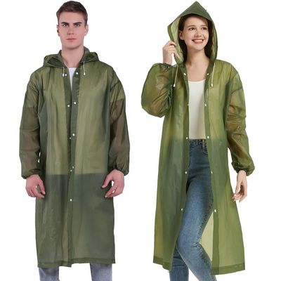 YDYJKI 2 Pack Waterproof Rain Ponchos for Adults-Reusable Emergency Raincoats with Hoodand Drawstring -LightweightPonchos for Women and Men (Army Green)