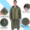 YDYJKI 2 Pack Waterproof Rain Ponchos for Adults-Reusable Emergency Raincoats with Hoodand Drawstring -LightweightPonchos for Women and Men (Army Green) view 3