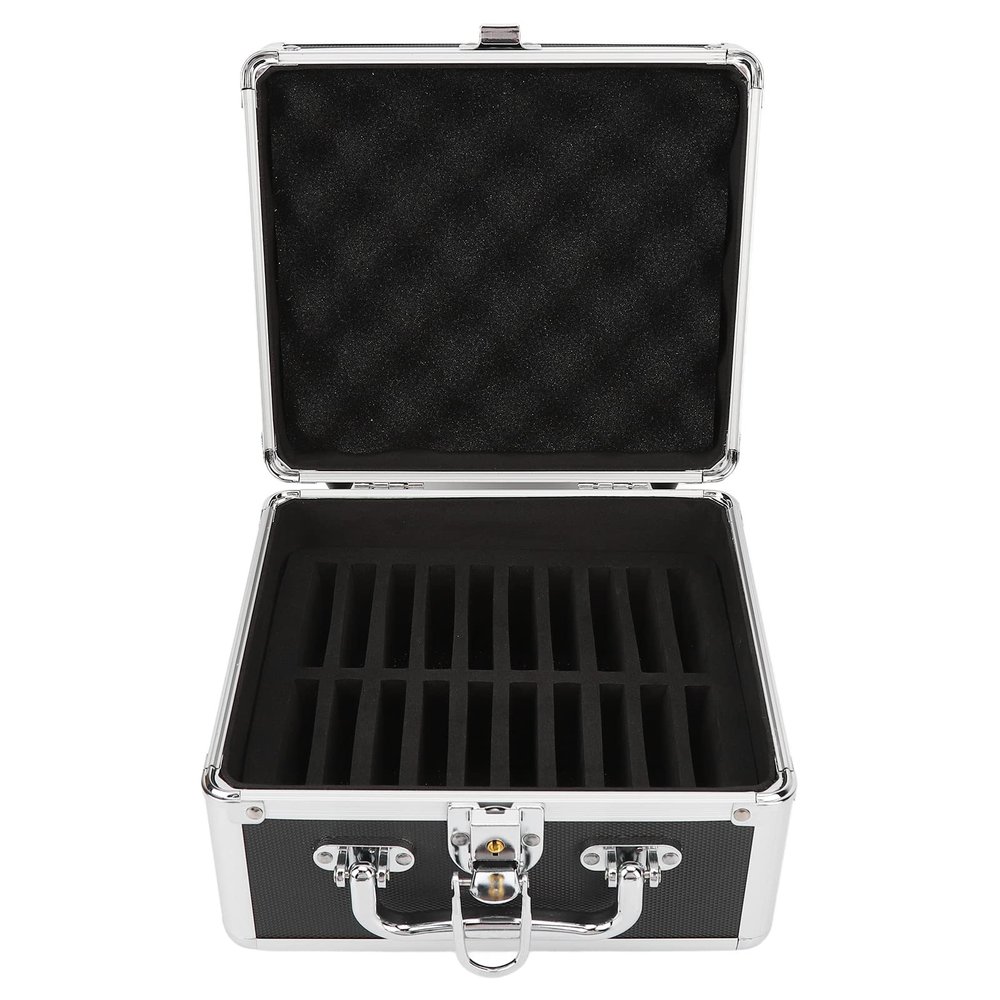 Hard Drive Case, 2.5in Hard Drive Storage Box, 20 Bays Double Protection Convenient Handle Hard Drive Case with Security Lock high Strength Sturdy Handle Aluminum Alloy Corner Design for Home Office
