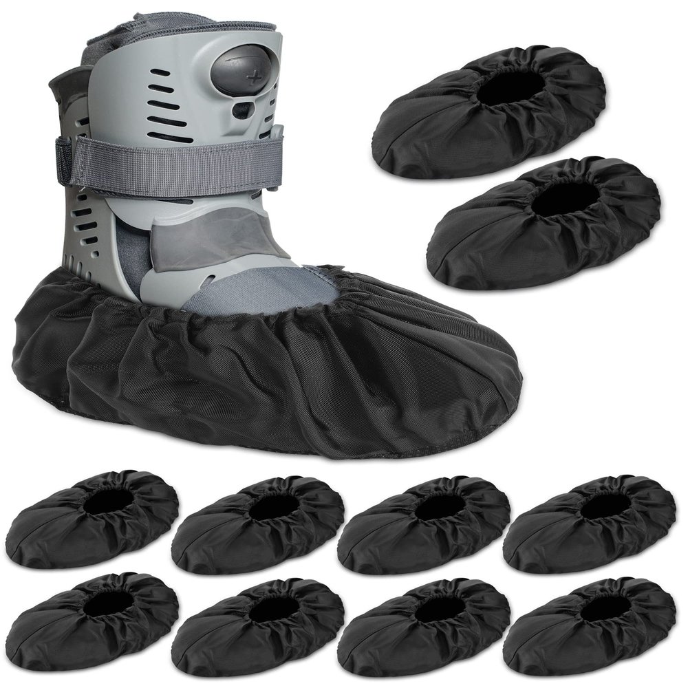Janmercy 10 Pcs Fracture Walking Boot Cover Recovery Shoes Covers Waterproof Rain for Walking Boot Brace Orthopedic Cover with Rubber Sole Reusable(Large)