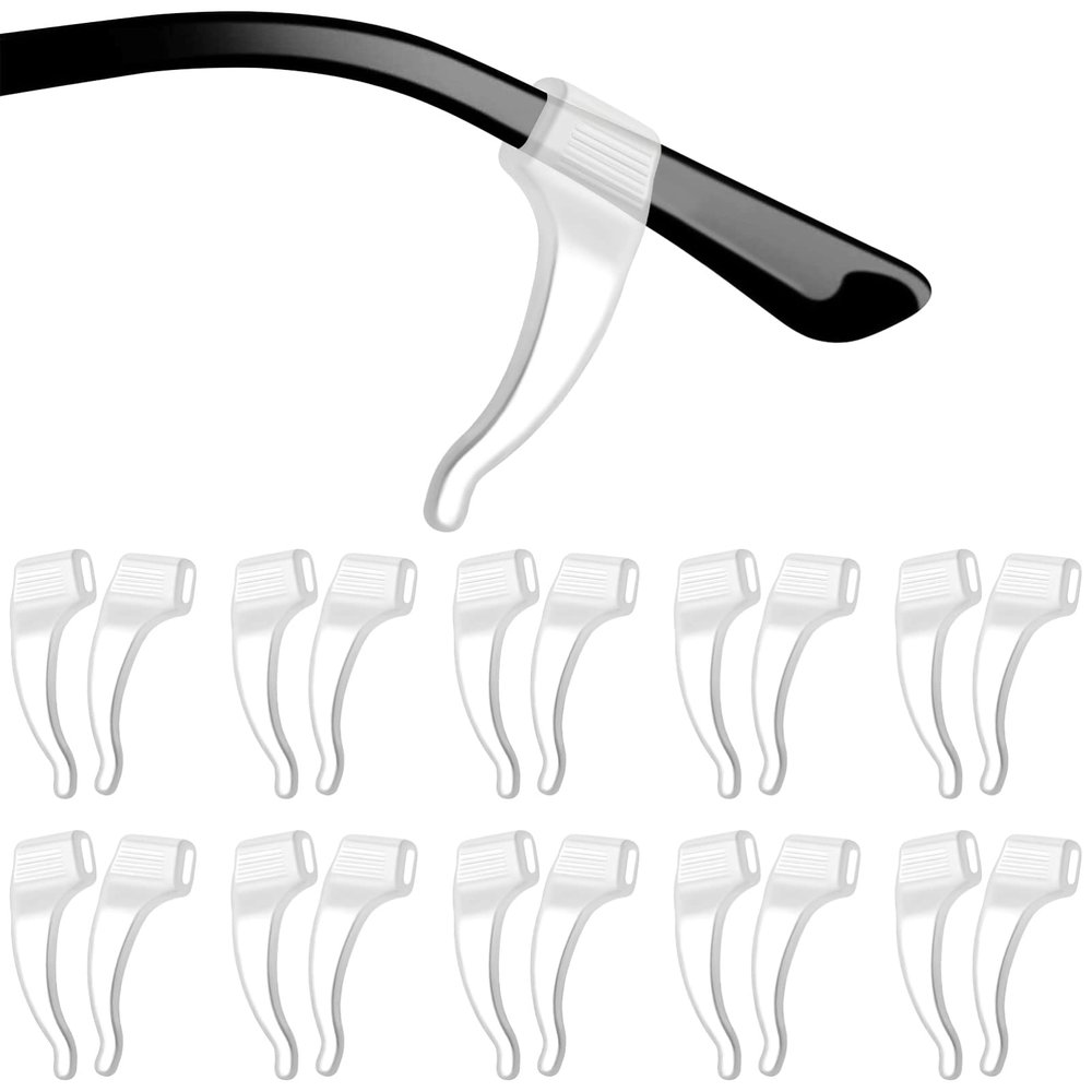 ARTIBETTER 20 Pairs Transparent Silicone Eyeglass Ear Hooks - Non-Slip Ear Grips for Sunglasses, Sports, and Everyday Use